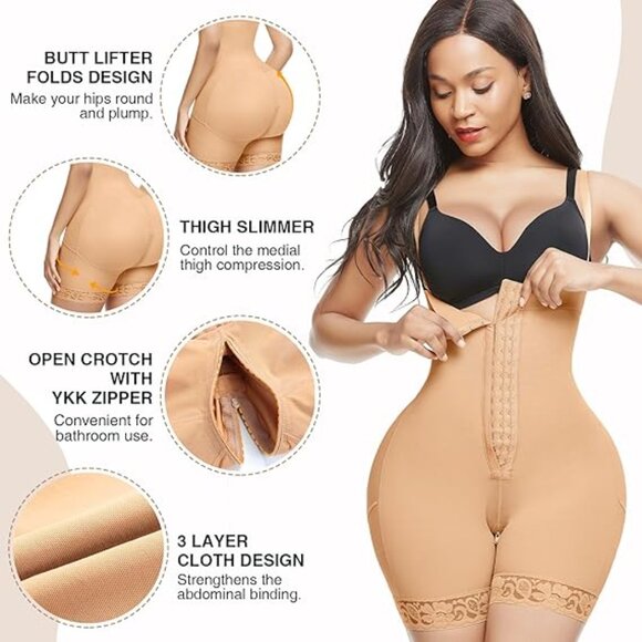 Lover-Beauty Fajas Colombianas Shapewear Tummy Control Butt Lifting Bodysuit 3XL - Picture 4 of 6